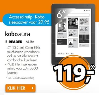 Aanbiedingen Koboaura e-reader aura - Kobo - Geldig van 05/08/2017 tot 13/08/2017 bij Expert