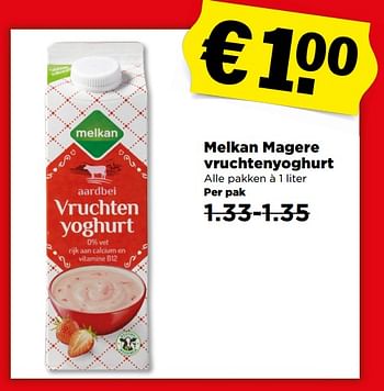 Aanbiedingen Melkan magere vruchtenyoghurt - Melkan - Geldig van 06/08/2017 tot 12/08/2017 bij Plus