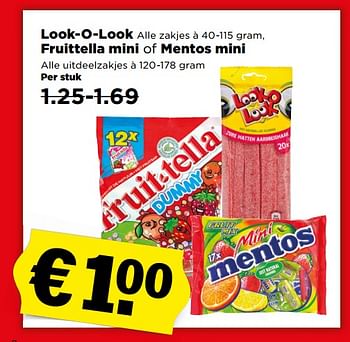 Aanbiedingen Look-o-look fruittella mini of mentos mini - Huismerk - Plus - Geldig van 06/08/2017 tot 12/08/2017 bij Plus