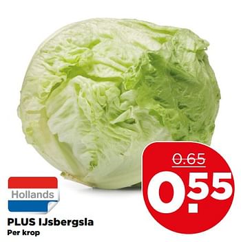 Aanbiedingen Plus ijsbergsla - Huismerk - Plus - Geldig van 06/08/2017 tot 12/08/2017 bij Plus