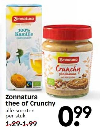 Aanbiedingen Zonnatura thee of crunchy - Zonnatura - Geldig van 06/08/2017 tot 12/08/2017 bij Em-té