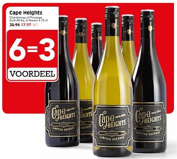 Aanbiedingen Cape heights chardonnay of pinotage - Witte wijnen - Geldig van 06/08/2017 tot 12/08/2017 bij Em-té