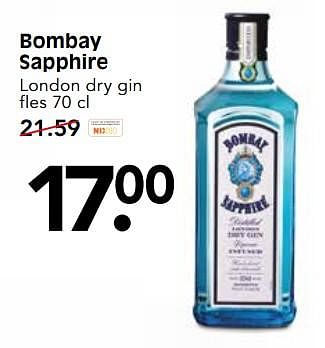 Aanbiedingen Bombay sapphire london dry gin - Bombay - Geldig van 06/08/2017 tot 12/08/2017 bij Em-té