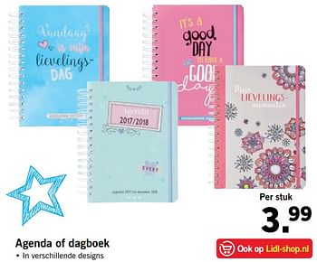 Aanbiedingen Agenda of dagboek - Huismerk - Lidl - Geldig van 07/08/2017 tot 13/08/2017 bij Lidl