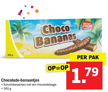 Aanbiedingen Chocolade-banaantjes - Mister Choc - Geldig van 07/08/2017 tot 13/08/2017 bij Lidl