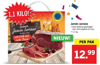 Aanbiedingen Jamón serrano - Huismerk - Lidl - Geldig van 07/08/2017 tot 13/08/2017 bij Lidl