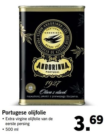 Aanbiedingen Portugese olijfolie - Andorinna - Geldig van 07/08/2017 tot 13/08/2017 bij Lidl