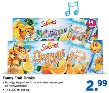 Aanbiedingen Funny fruit drinks - Solevita - Geldig van 07/08/2017 tot 13/08/2017 bij Lidl
