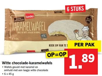 Aanbiedingen Witte chocolade-karamelwafels - Sondey - Geldig van 07/08/2017 tot 13/08/2017 bij Lidl