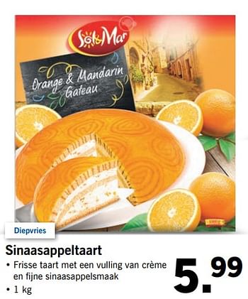 Aanbiedingen Sinaasappeltaart - Sol &amp; Mar - Geldig van 07/08/2017 tot 13/08/2017 bij Lidl
