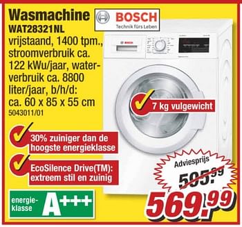 Aanbiedingen Bosch wasmachine wat28321nl - Bosch - Geldig van 07/08/2017 tot 13/08/2017 bij Poco