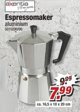 Aanbiedingen Espressomaker - Axentia - Geldig van 07/08/2017 tot 13/08/2017 bij Poco