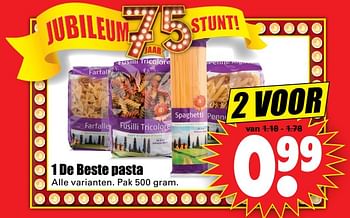 Aanbiedingen 1 de beste pasta - 1 de beste - Geldig van 06/08/2017 tot 12/08/2017 bij Lekker Doen