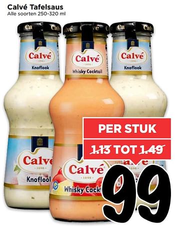 Aanbiedingen Calvé tafelsaus - Calve - Geldig van 06/08/2017 tot 12/08/2017 bij Vomar