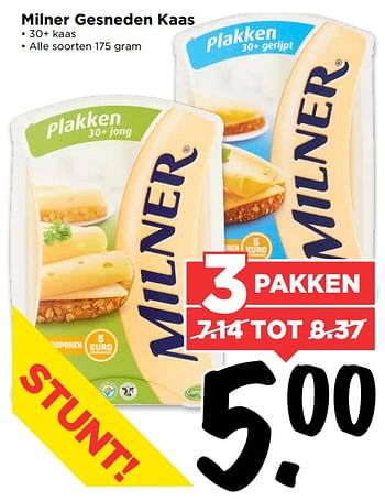 Aanbiedingen Milner gesneden kaas - Milner - Geldig van 06/08/2017 tot 12/08/2017 bij Vomar