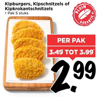 Aanbiedingen Kipburgers, kipschnitzels of kipkrokantschnitzels - Huismerk Vomar - Geldig van 06/08/2017 tot 12/08/2017 bij Vomar