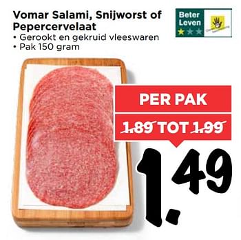 Aanbiedingen Vomar salami, snijworst of pepercervelaat - Huismerk Vomar - Geldig van 06/08/2017 tot 12/08/2017 bij Vomar