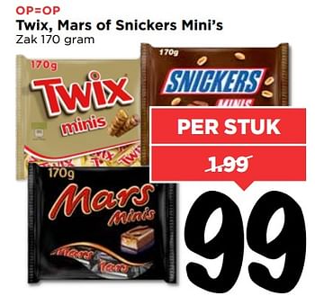 Aanbiedingen Twix, mars of snickers mini`s - Mars - Geldig van 06/08/2017 tot 12/08/2017 bij Vomar