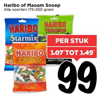 Aanbiedingen Haribo of maoam snoep - Haribo - Geldig van 06/08/2017 tot 12/08/2017 bij Vomar