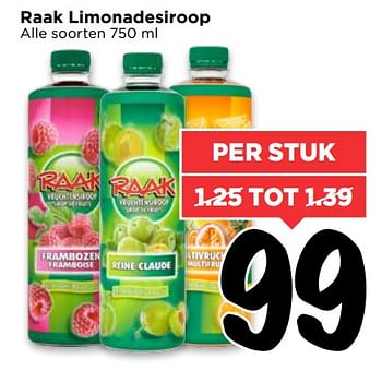 Aanbiedingen Raak limonadesiroop - Raak - Geldig van 06/08/2017 tot 12/08/2017 bij Vomar