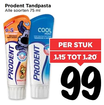 Aanbiedingen Prodent tandpasta - Prodent - Geldig van 06/08/2017 tot 12/08/2017 bij Vomar