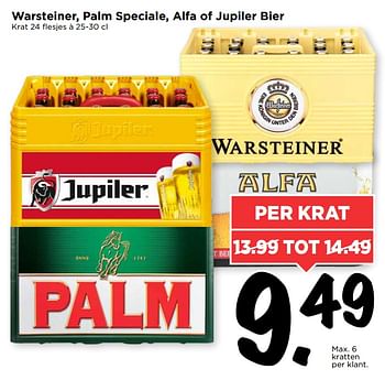 Aanbiedingen Warsteiner, palm speciale, alfa of jupiler bier - Huismerk Vomar - Geldig van 06/08/2017 tot 12/08/2017 bij Vomar