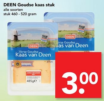 Aanbiedingen Deen goudse kaas stuk - Huismerk deen supermarkt - Geldig van 06/08/2017 tot 19/08/2017 bij Deen Supermarkten