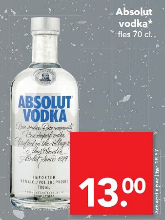 Aanbiedingen Absolut vodka - Absolut - Geldig van 06/08/2017 tot 19/08/2017 bij Deen Supermarkten