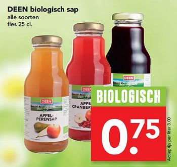 Aanbiedingen Deen biologisch sap - Huismerk deen supermarkt - Geldig van 06/08/2017 tot 19/08/2017 bij Deen Supermarkten