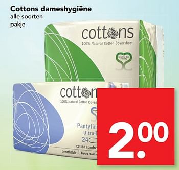Aanbiedingen Cottons dameshygiëne - Cottons - Geldig van 06/08/2017 tot 19/08/2017 bij Deen Supermarkten
