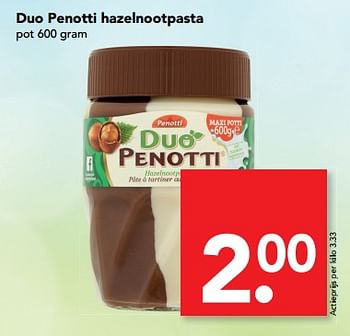 Aanbiedingen Duo penotti hazelnootpasta - Penotti - Geldig van 06/08/2017 tot 19/08/2017 bij Deen Supermarkten