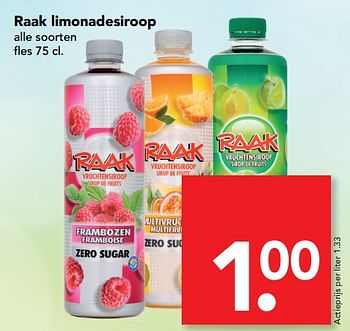 Aanbiedingen Raak limonadesiroop - Raak - Geldig van 06/08/2017 tot 19/08/2017 bij Deen Supermarkten