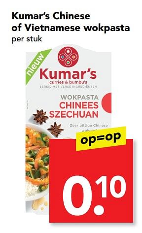 Aanbiedingen Kumar`s chinese of vietnamese wokpasta - Kumar's - Geldig van 06/08/2017 tot 19/08/2017 bij Deen Supermarkten