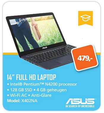 Aanbiedingen Asus 14 full hd laptop x402na - Asus - Geldig van 07/08/2017 tot 10/09/2017 bij ITprodeals