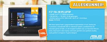 Aanbiedingen Asus 17.3 full hd ips laptop fx753vd - Asus - Geldig van 07/08/2017 tot 10/09/2017 bij ITprodeals