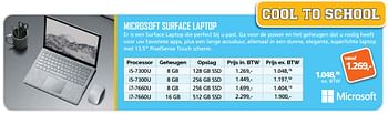 Aanbiedingen Microsoft surface laptop i5-7300u - Microsoft - Geldig van 07/08/2017 tot 10/09/2017 bij ITprodeals