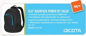 Aanbiedingen 15.6 backpack power kit value d31120 - Dicota - Geldig van 07/08/2017 tot 10/09/2017 bij ITprodeals