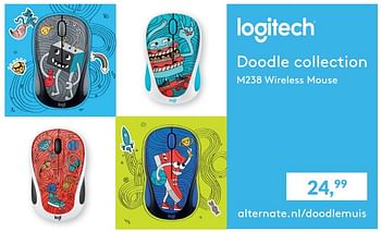 Aanbiedingen Doodle collection m238 wireless mouse - Logitech - Geldig van 01/08/2017 tot 31/08/2017 bij Alternate