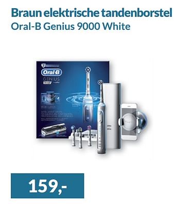 Aanbiedingen Braun elektrische tandenborstel oral-b genius 9000 white - Braun - Geldig van 01/08/2017 tot 31/08/2017 bij Alternate
