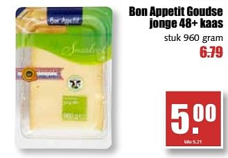 Aanbiedingen Bon appetit goudse jonge 48+ kaas - Bon Appetit - Geldig van 07/08/2017 tot 12/08/2017 bij MCD Supermarkten