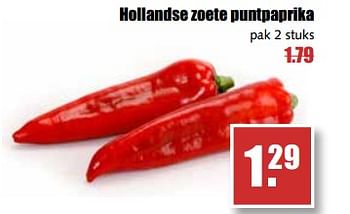 Aanbiedingen Hollandse zoete puntpaprika - Huismerk - MCD Supermarkten - Geldig van 07/08/2017 tot 12/08/2017 bij MCD Supermarkten