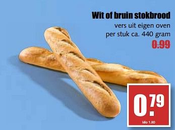 Aanbiedingen Wit of bruin stokbrood - Huismerk - MCD Supermarkten - Geldig van 07/08/2017 tot 12/08/2017 bij MCD Supermarkten