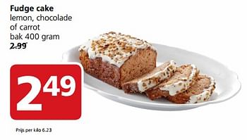 Aanbiedingen Fudge cake lemon, chocolade of carrot - Huismerk - Jan Linders - Geldig van 07/08/2017 tot 13/08/2017 bij Jan Linders
