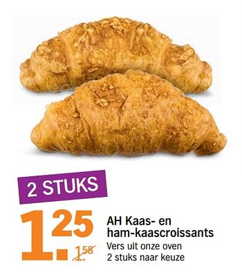 Aanbiedingen Kaas en ham-kaascroissants - Huismerk - Albert Heijn - Geldig van 07/08/2017 tot 13/08/2017 bij Albert Heijn