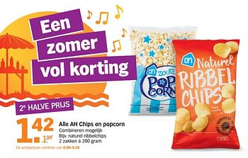 Aanbiedingen Alle ah chips en popcorn - Huismerk - Albert Heijn - Geldig van 07/08/2017 tot 13/08/2017 bij Albert Heijn