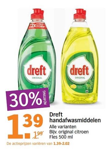 Aanbiedingen Dreft handafwasmiddelen - Dreft - Geldig van 07/08/2017 tot 13/08/2017 bij Albert Heijn