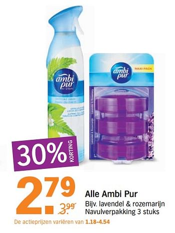 Aanbiedingen Ambi pur lavendel + rozemarijn navulverpakking - Ambi Pur - Geldig van 07/08/2017 tot 13/08/2017 bij Albert Heijn