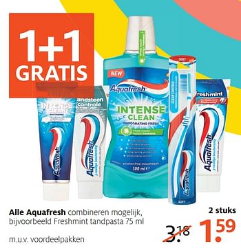 Aanbiedingen Freshmint tandpasta - Aquafresh - Geldig van 07/08/2017 tot 13/08/2017 bij Etos