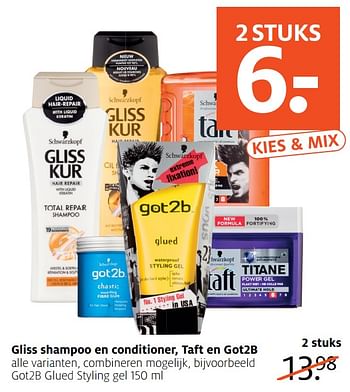 Aanbiedingen Got2b glued styling gel - Schwartzkopf - Geldig van 07/08/2017 tot 13/08/2017 bij Etos