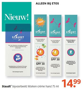 Aanbiedingen Litteken crème hand - Staudt - Geldig van 07/08/2017 tot 13/08/2017 bij Etos